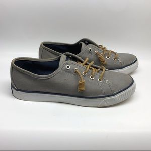 SPERRY Top-Sider 7M Charcoal Gray Women Lace Up Seacoast Canvas Boat Shoe